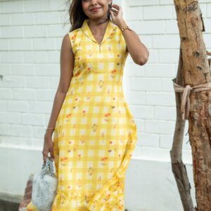 Yellow Checked Aline
