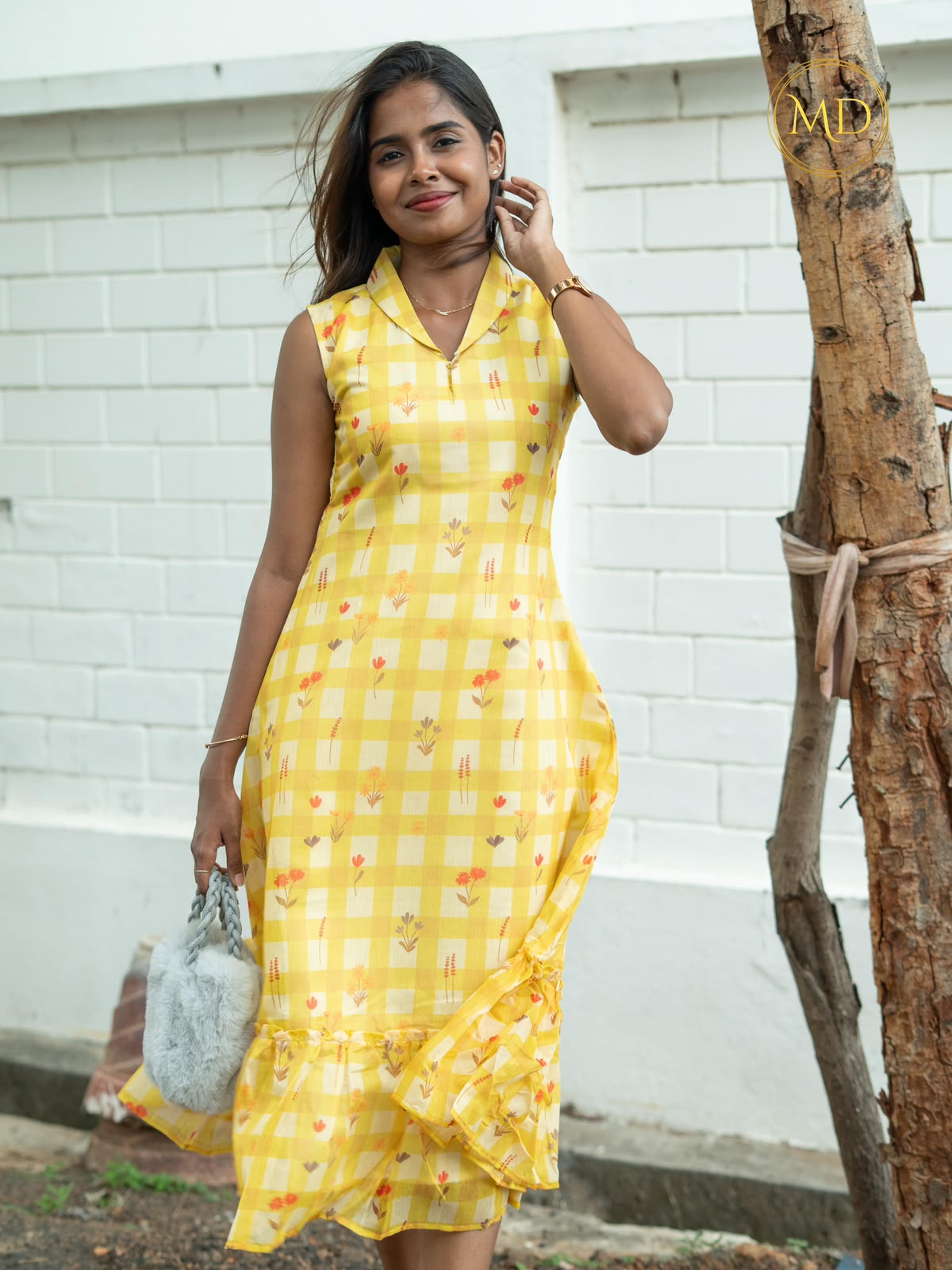 Yellow Checked Aline