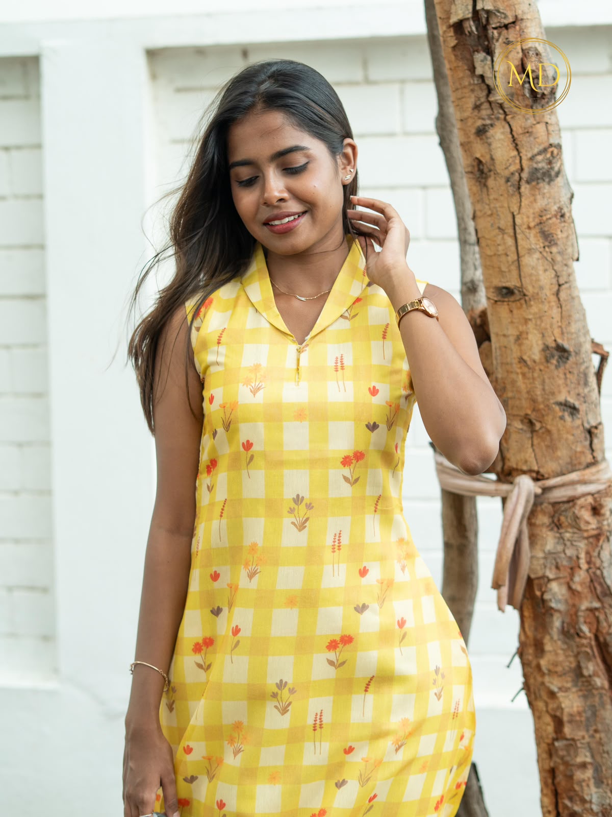 Yellow Checked Aline - Image 3
