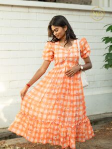 Orange Checked Maxi