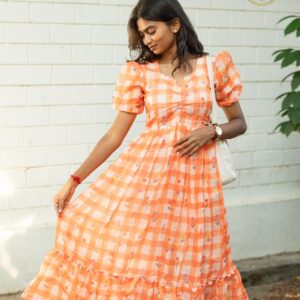 Orange Checked Maxi