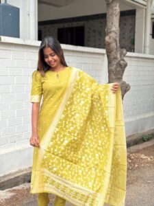 Green Mist Jamdhani Set
