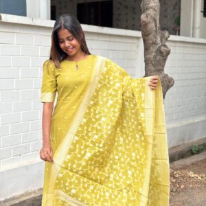 Green Mist Jamdhani Set