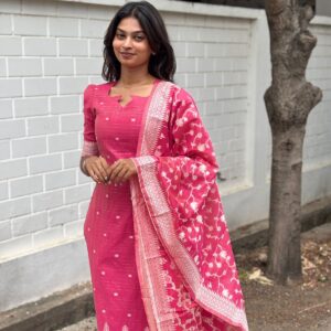 Pink Mist Jamdhani Set
